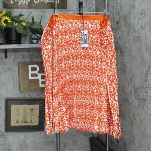 Future Collective With Kahlana Pleated A-Line Skirt Orange Geometric 24W / 26W